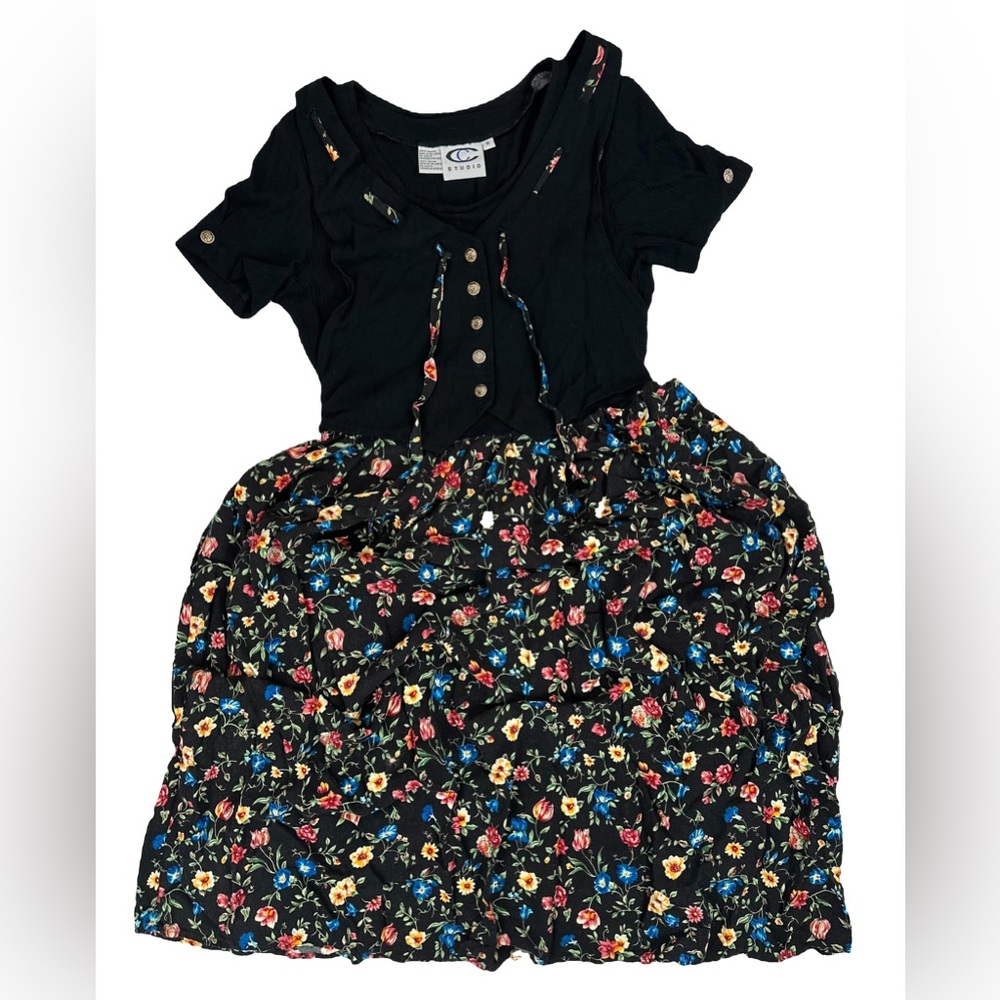 ❗️VINTAGE❗️Floral Vested Dress